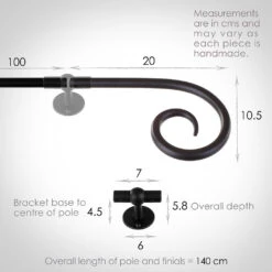 1m 12mm Crook Pack In Matt Black -Home Decor Shop 825mb 13