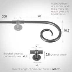 2m 12mm Crook Pack In Polished -Home Decor Shop 827po 13