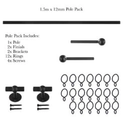 1.5m 12mm Cannonball Pack In Matt Black -Home Decor Shop 830mb 20