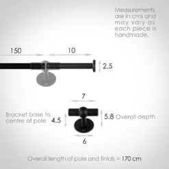 1.5m 12mm Button Pack In Matt Black -Home Decor Shop 835mb 13