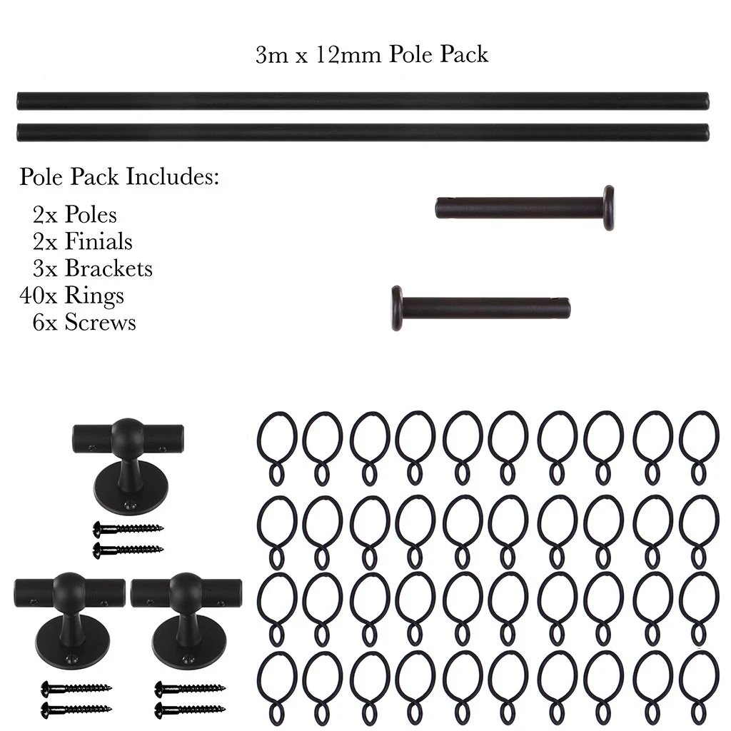 3m 12mm Button Pack In Matt Black 6 3m 12mm Button Pack In Matt Black - Image 4