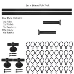 3m 16mm Button Pack In Matt Black -Home Decor Shop 849mb 20