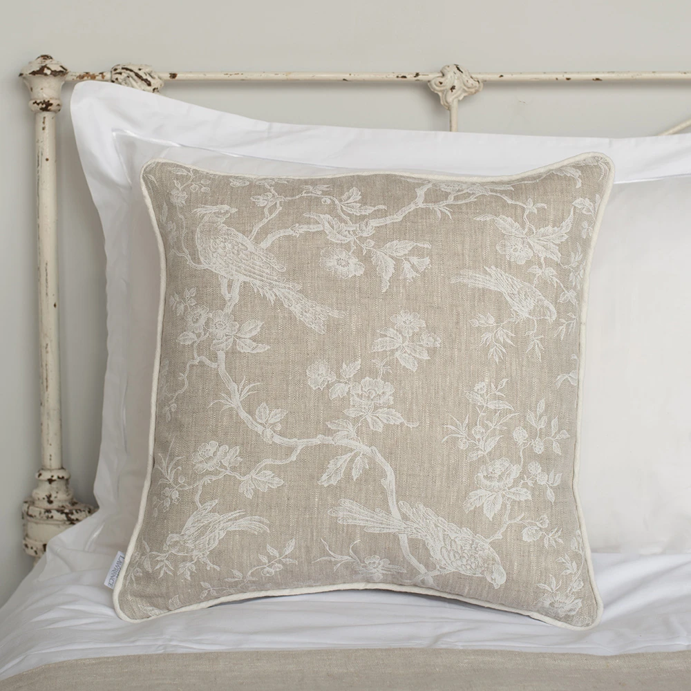 Cushion Cover In White Printed Isabelle Contrast Piping 4 Cushion Cover In White Printed Isabelle Contrast Piping - Image 2