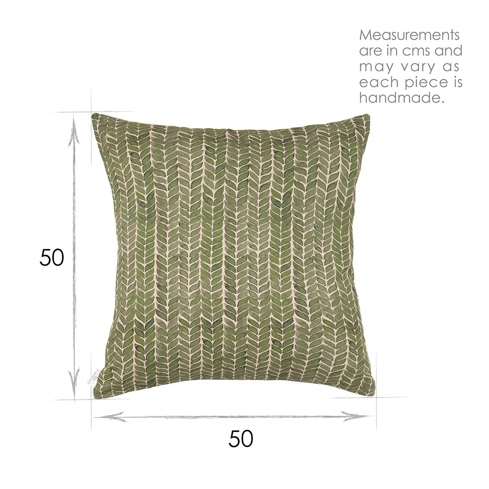 Cushion Cover In Rich Green Watercolour Leaf 5 Cushion Cover In Rich Green Watercolour Leaf - Image 3