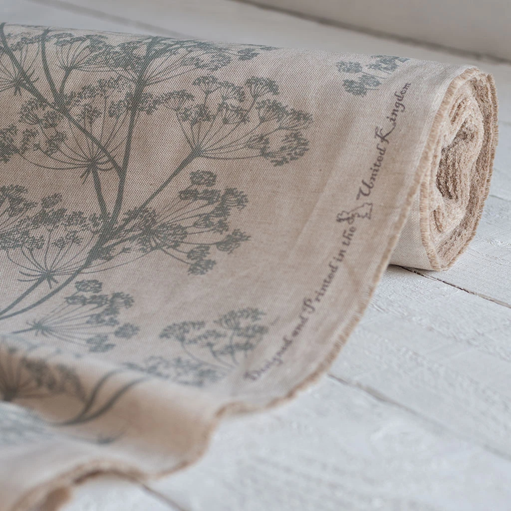 Cow Parsley Fabric In Reversed Duck Egg 4 Cow Parsley Fabric In Reversed Duck Egg - Image 2